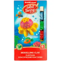 Пластилин ArtBerry классический, 06 цветов, 108г, со стеком, с алоэ вера, картон