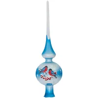 Верхушка стеклянная "Снегири" 27,5см, подарочная упаковка