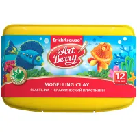 Пластилин ArtBerry классический, 12 цветов, 216г, со стеком, с алоэ вера, пластиковая коробка