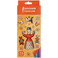 Карандаши цветные Русский карандаш "Фольклор", 24цв., заточен., картон, европодвес