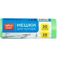 Мешки для мусора  30л OfficeClean биоразлагаемые, ПНД, 50*60см, 10мкм, 20шт., прочные, зеленые, в рулоне