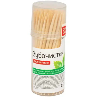 Зубочистки деревянные OfficeClean, 100шт., в баночке