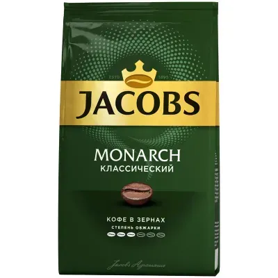 Кофе в зернах Jacobs "Monarch", вакуумный пакет, 800г