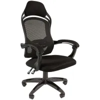 Кресло игровое Chairman "Game 12", ткань черная/ сетка черная, механизм качания