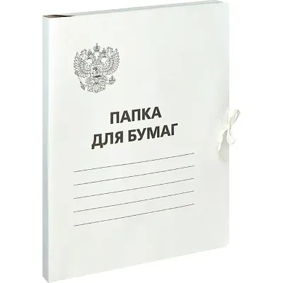 Папка для бумаг с завязками OfficeSpace, Герб России, картон немелованный, 300г/м2, белый, до 200л.
