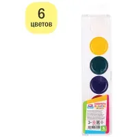 Акварель ArtSpace, медовая, 06 цветов, без кисти, пластик, европодвес