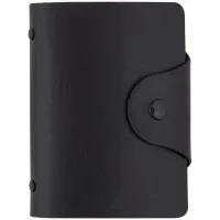 Визитница карманная OfficeSpace на 40 визиток, 80*110мм, кожзам, кнопка, черный