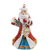 Елочное украшение из полирезины "Дед Мороз с зайчиком", 9*5*5см