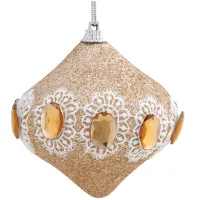 Елочное украшение "Нежно-бежевый подвес со стразами", 8см