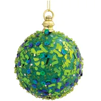 Шар из пенополистирола "Зеленый с пайетками", 80мм