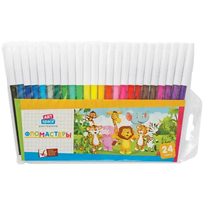 Фломастеры ArtSpace "Веселые зверята" 24цв., ПВХ, европодвес