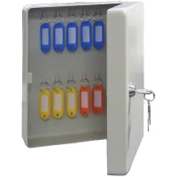 Ключница Промет KB-20 на 20 ключей, 250*180*80, ключевой замок, металл, серый, с брелоками