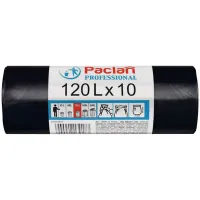 Мешки для мусора  120л Paclan "Рrofessional" ПНД, 70*105см, 12,8мкм, 10шт., черные, в рулоне