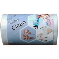 Мешки для мусора  12л КБ "Ecoclean" ПНД, 32*50см, 6мкм, 30шт., белые, в рулоне
