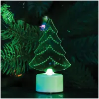 Фигура светодиодная на батарейках "Елочка 2D" на подставке, 10см, RGB