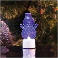 Фигура светодиодная на батарейках "Снеговик с шарфом 2D" на подставке, 10см, RGB