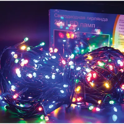 Электрогирлянда уличная светодиодная 240 ламп, многоцветный, 8 функций, 23,9м + 10м