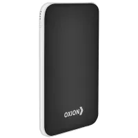 Внешний аккумулятор Oxion PowerBank UltraThin 6000mAh, Li-pol, покр. soft-touch, индикатор, черный