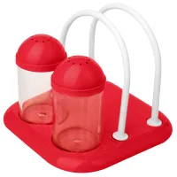 Набор для специй PlastTeam, 2*50мл, пластик, с подставкой для салфеток