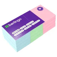 Самоклеящийся блок Berlingo "Ultra Sticky", 50*40мм, 12 блоков по 100л., 3 пастельных цвета