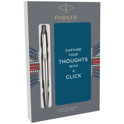 Набор Parker: ручка шариковая "Jotter Stainless Steel CT", 1,0мм и записн. книжка, подар. уп.