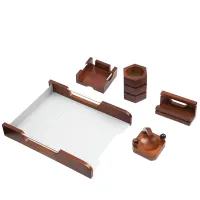 Набор настольный Delucci 5 предметов, красное дерево/никелированный металл