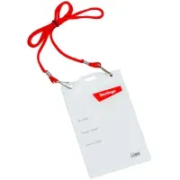 Бейдж вертикальный Berlingo, 95*150мм (размер вставки 93*125мм), 2 карабина, на красном шнурке