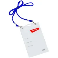 Бейдж вертикальный Berlingo, 95*150мм (размер вставки 93*125мм), 2 карабина, на синем шнурке