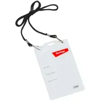 Бейдж вертикальный Berlingo, 95*150мм (размер вставки 93*125мм), 2 карабина, на черном шнурке