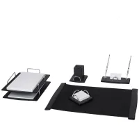 Набор настольный Delucci 5 предметов, черное дерево с текстурой под кожу