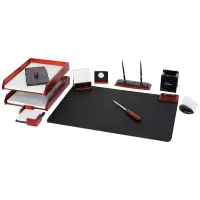 Набор настольный Delucci 10 предметов, красное дерево, вставки из декоративного камня