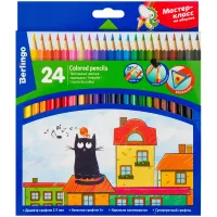 Карандаши цветные Berlingo "Жил-был кот", 24цв., трехгран., заточен., картон, европодвес