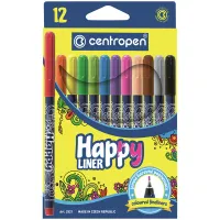 Набор капиллярных ручек Centropen "Happy Liner" 12цв., 0,3мм, европодвес
