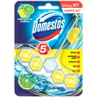 Подвесной блок для унитаза Domestos "Power 5 Свежесть лайма", 55г, блистер