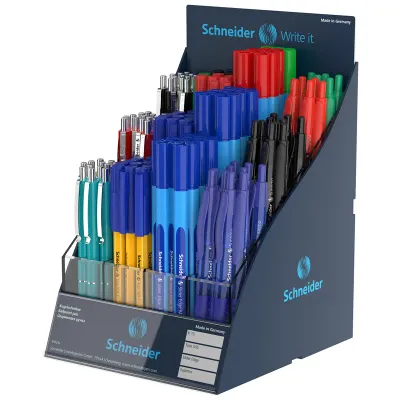 Дисплей шариковых ручек Schneider "Tops", "Slider Edge", "K15", "Suprimo" 171шт., ассорти