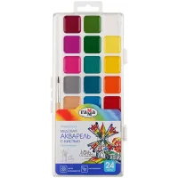 Акварель Гамма "Классическая", медовая, 24 цвета, с кистью, пластик. упак., европодвес