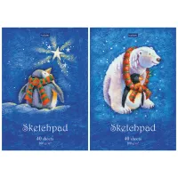 Блокнот для эскизов и зарисовок 40л. А5 на склейке "Sketchpad. Из жизни пингвинов", 100г/м2,