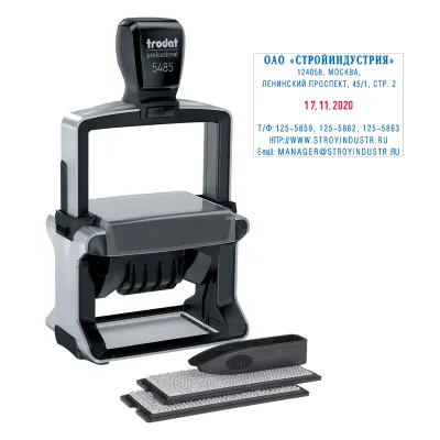 Датер самонаборный Trodat 5485PR4/TYPO/TRU Bank, 68*47мм, металл, 6стр.+дата 4мм, 2 кассы,сине-красн