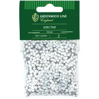 Блестки декоративные Greenwich Line, звезды, размер 4мм, 20г, серебро