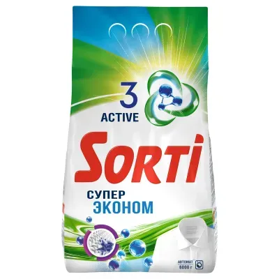 Порошок для машинной стирки Sorti "Супер Эконом", 6кг