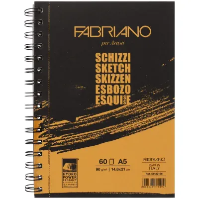Альбом для эскизов и зарисовок 60л. А5 на гребне "Schizzi", 90г/м2, мелкозернистая бум.