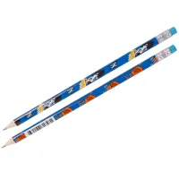 Карандаш ч/г  с ластиком, "SWAG", HB, круглый, заточен, ассорти