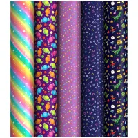 Упаковочная бумага глянц. 70*100см, ArtSpace "Веселый праздник", 1 лист, 65г/м2, ассорти 5 дизайнов
