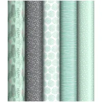 Упаковочная бумага глянц. 70*100см, ArtSpace "Minty", 1 лист, 65г/м2, ассорти 5 дизайнов