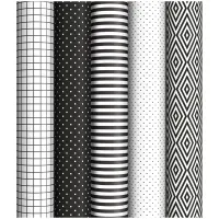 Упаковочная бумага глянц. 70*100см, ArtSpace "Black&White", 1 лист, 65г/м2, ассорти 5 дизайнов