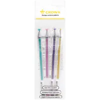 Набор гелевых ручек с эфф.металлик Crown "Hi-Jell Metallic" зелен, фиолетов, розовый, золотой, 0,7мм