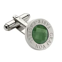 Запонки Graf von Faber-Castell платиновое напыление, нефрит, круглые