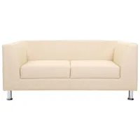 Диван офисный двухместный Chairman "Дерби", обивка кожзам Euroline 907 светлый беж (ПОД ЗАКАЗ)