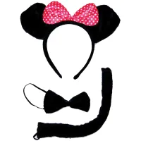 Карнавальный набор (ободок-уши Минни-Маус, хвост и галстук-бабочка), черный/розовый