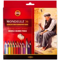 Карандаши цветные акварельные художественные KOH-I-NOOR "Mondeluz", 36 цветов, кисть, точилка, европодвес, 3712/36, 3712036003KZ